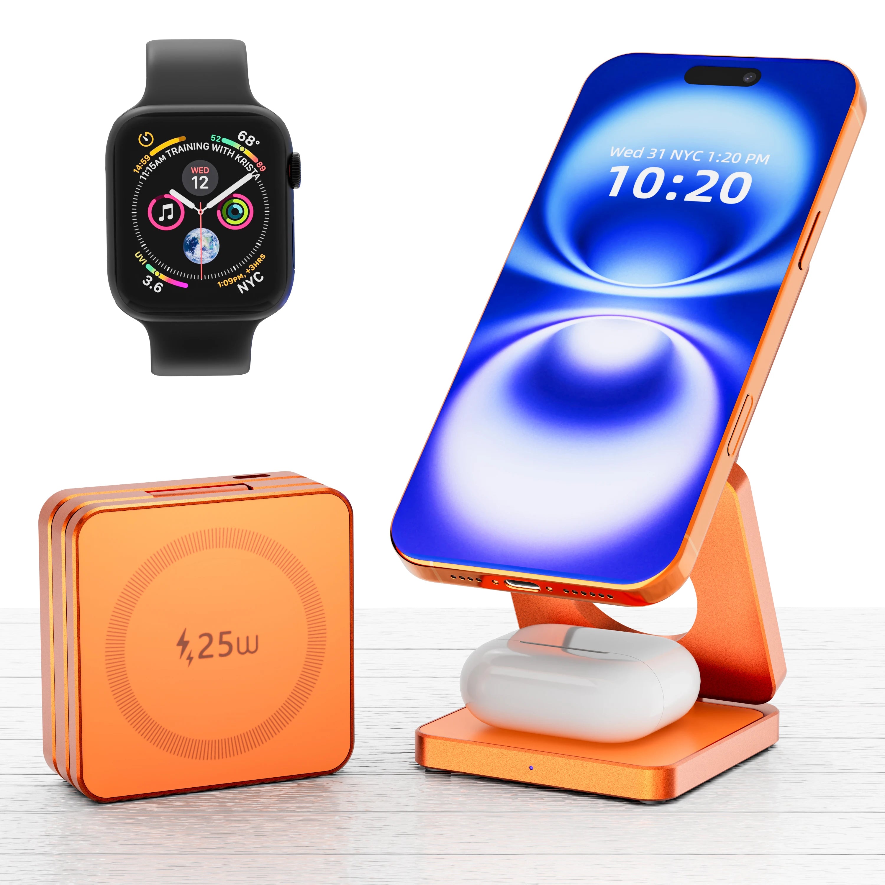 GloVoyage Qi2.2 25W 3-in-1 Magnetic Wireless Charging Station