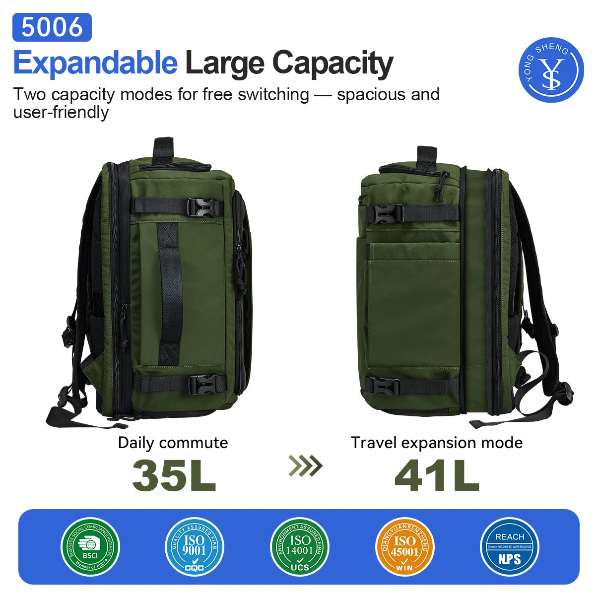 GloVoyage Expandable Travel Backpack