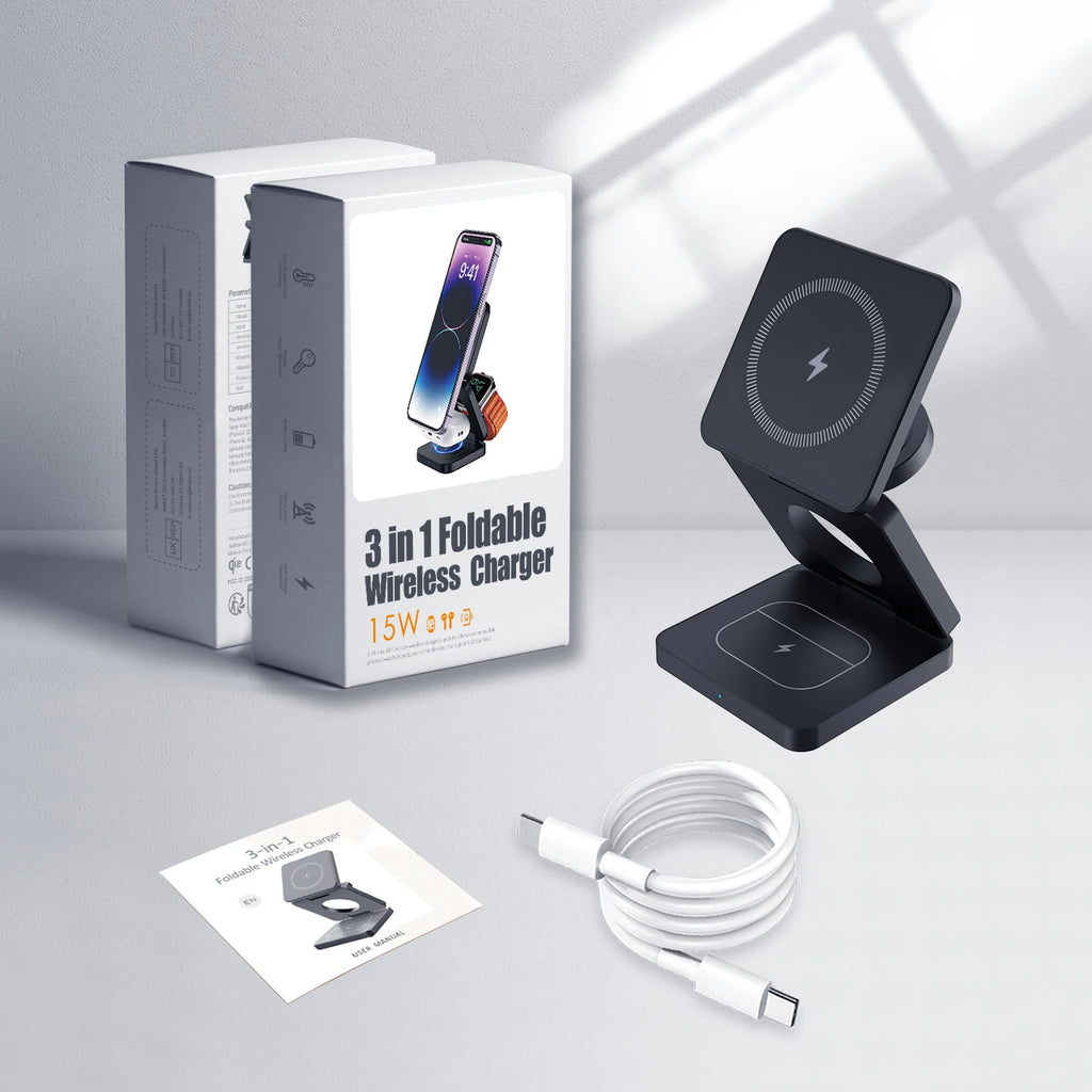 Glovoyage Magnetic 3-in-1 Portable Wireless Charger