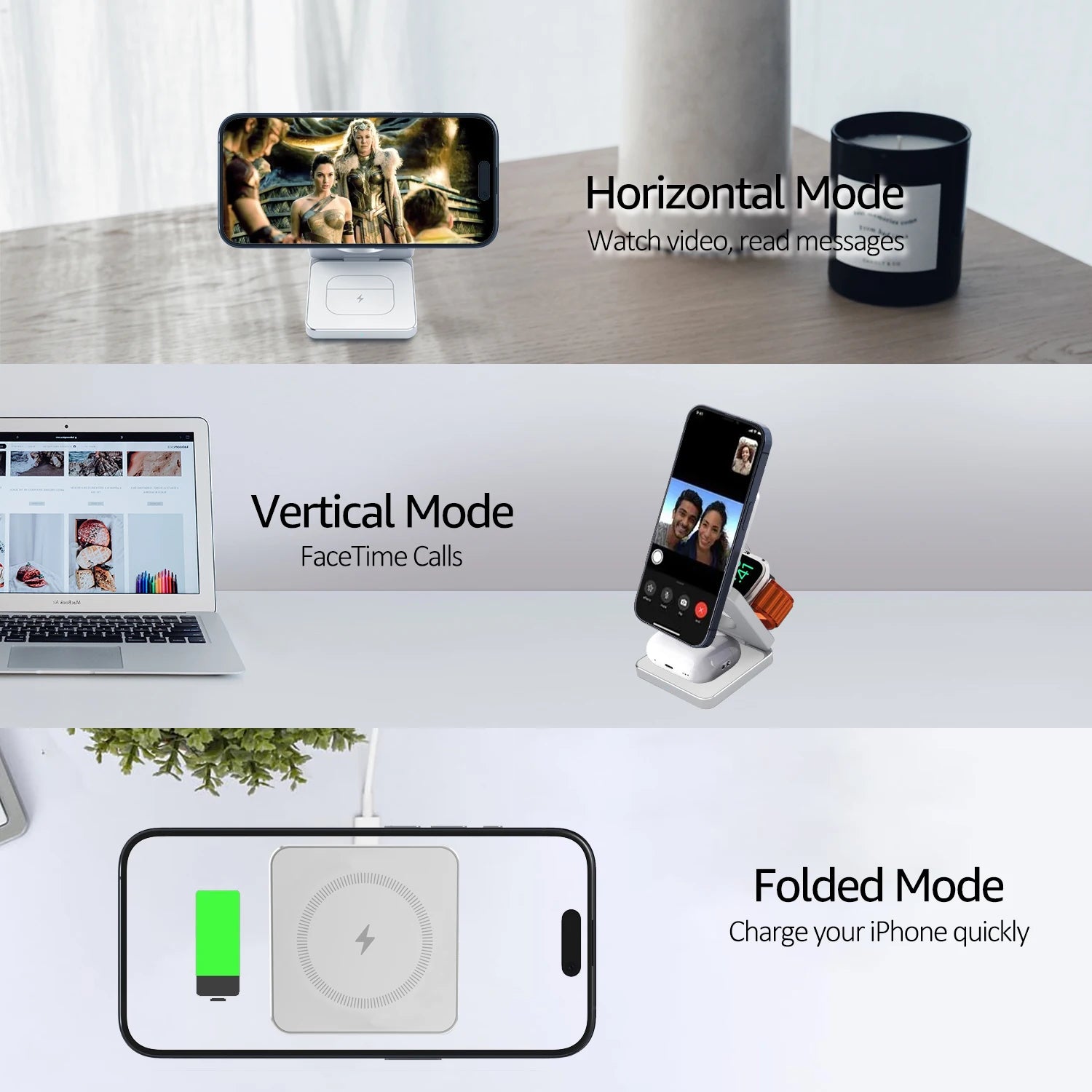 Glovoyage Magnetic 3-in-1 Portable Wireless Charger