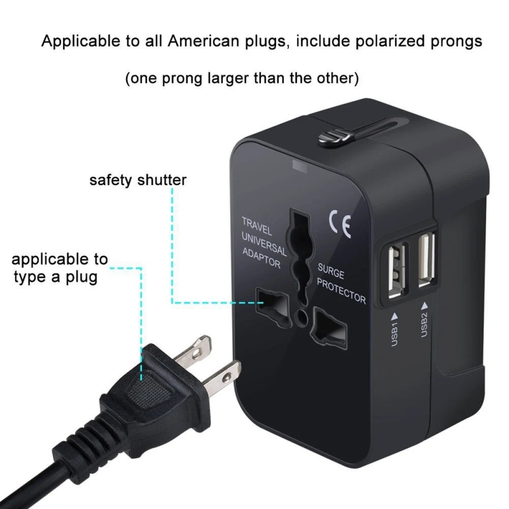 Melery™ Universal Worldwide Travel Adapter with Dual USB Charging Ports