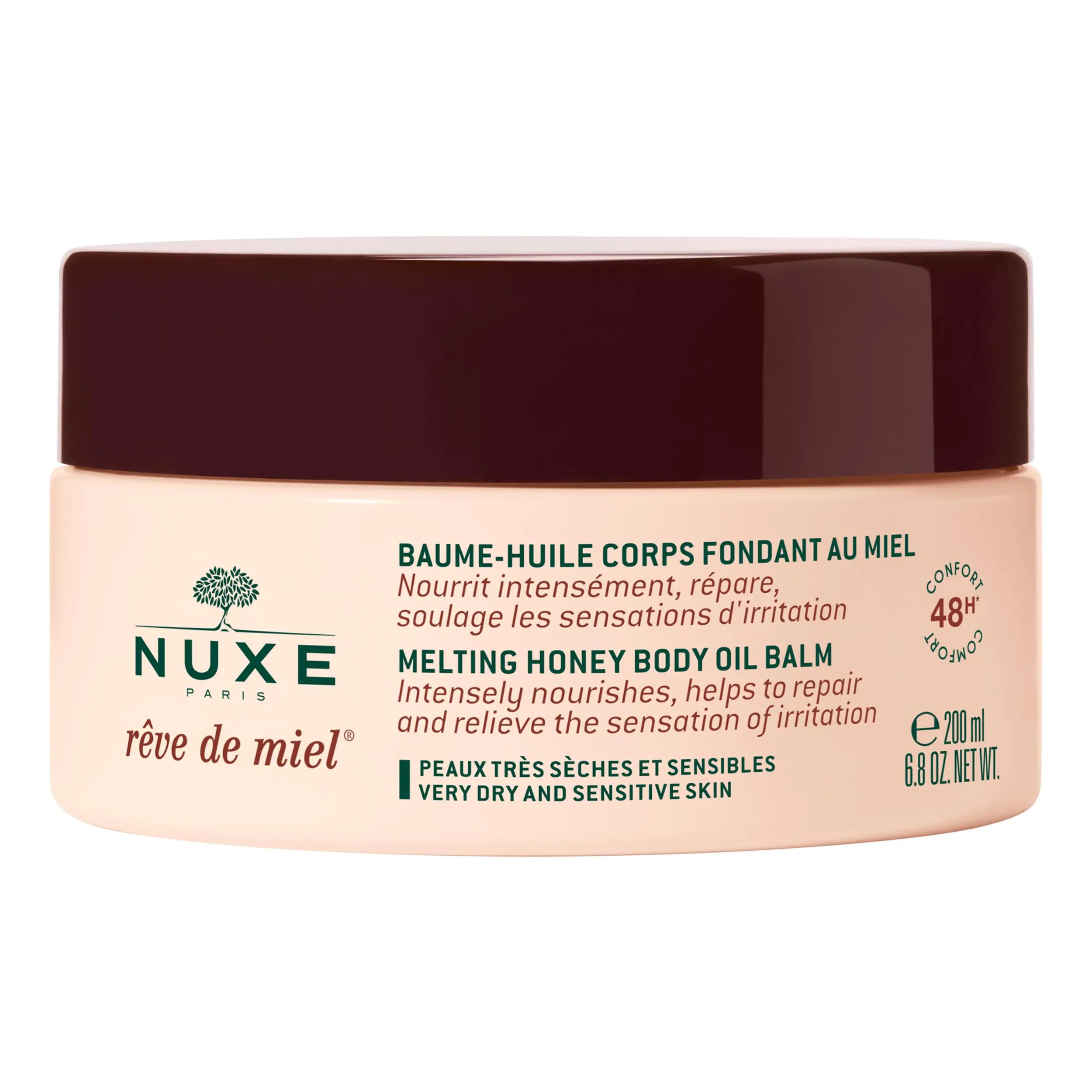 Nuxe Rêve de Miel Melting Honey Body Oil Balm - Intense Moisture & Soothing Relief for Very Dry and Sensitive Skin 6.8 Fl Oz