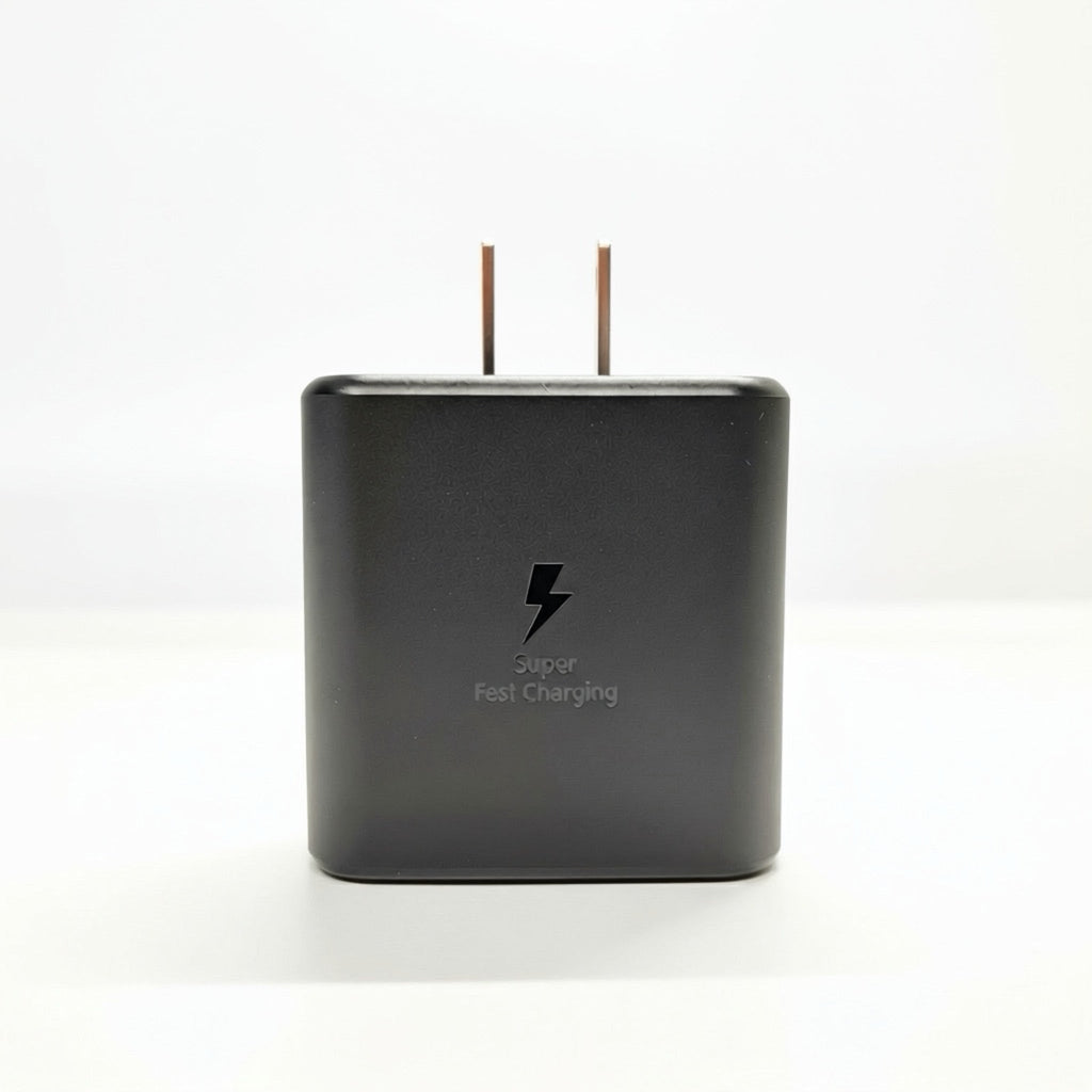 GLOVOYAGE™ 45W GaN fast charger in black with a compact design and USB-C power delivery for phones and laptops.