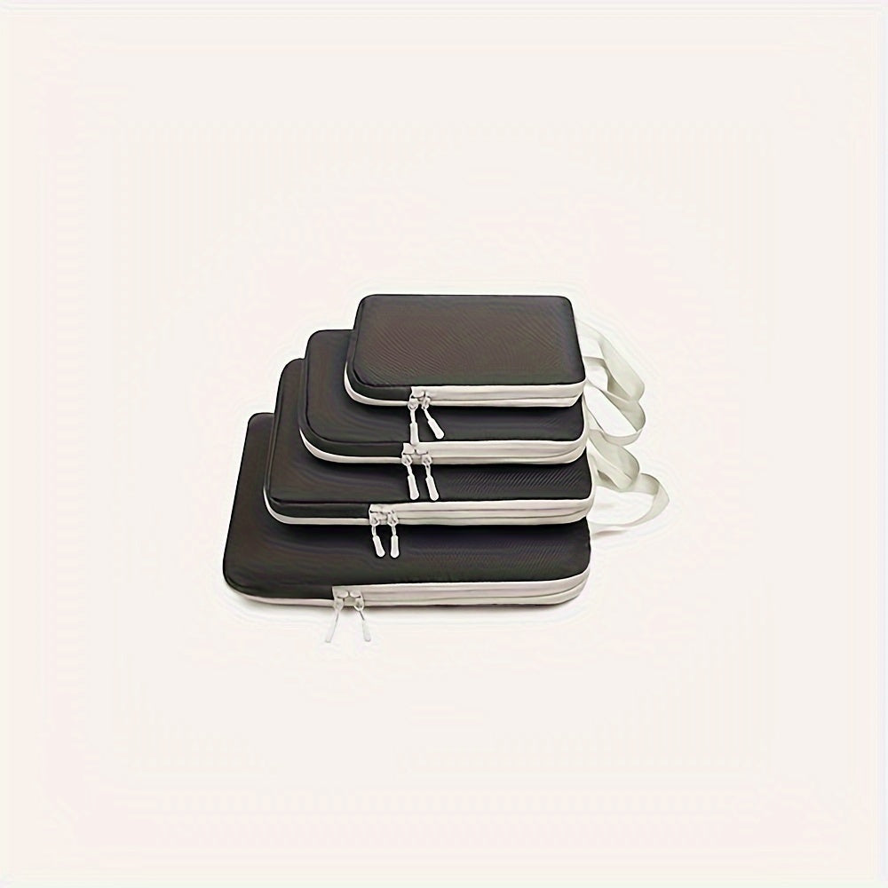 GLOVOYAGE™ 6-piece black compression packing cube set with white zippers for organized travel and space-saving storage