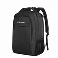 GLOVOYAGE™ TransitPro black travel backpack with padded straps, laptop compartment, and side mesh pockets.