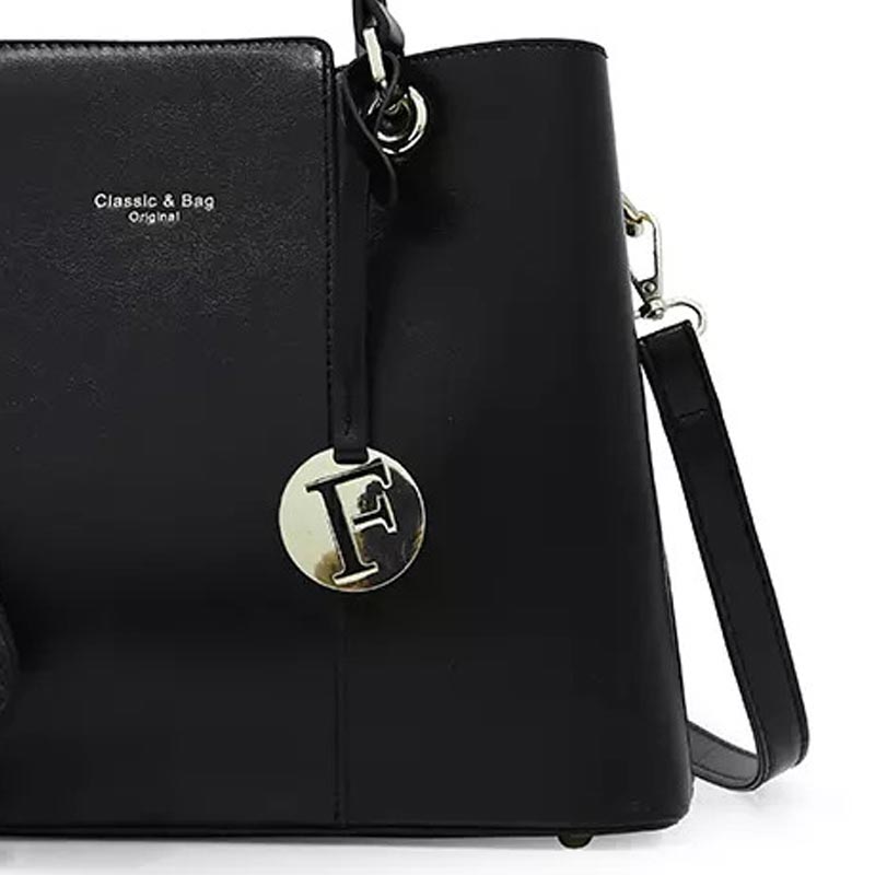 Aaliyah Crocodile Design Handbag Set ( 2-Pack) - BLACK